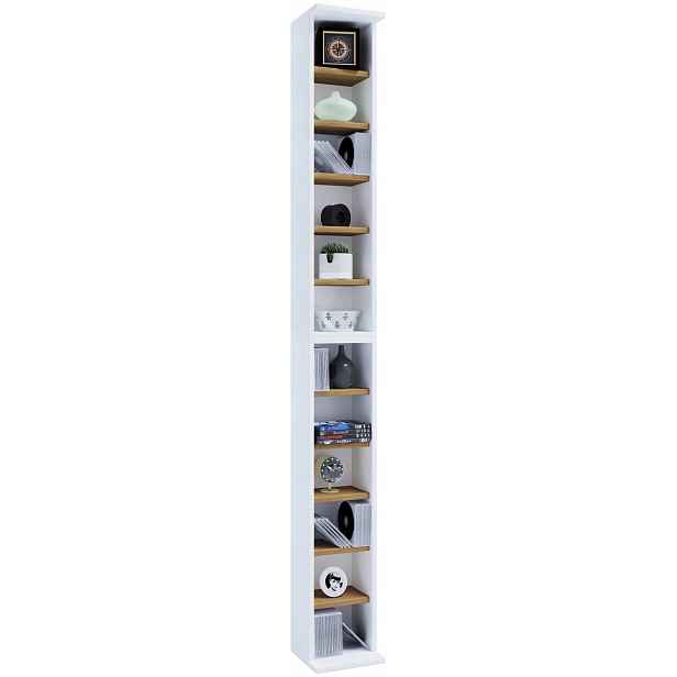 Regál na CD a DVD Bigol 204 CD, bílý/dub medový