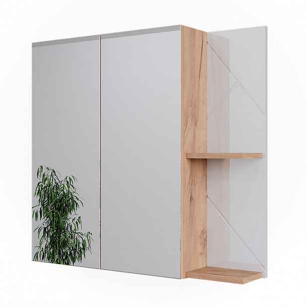 Vicco SKŘÍŇKA SE ZRCADLEM DO KOUPELNY Irma Bílá vysoký lesk 80 x 75 cm
