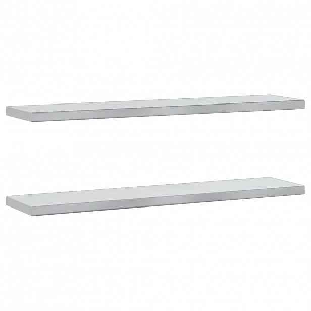 vidaXL Nástěnné police 2 ks 100 x 23,5 cm stříbrné nerezová ocel