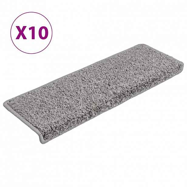 vidaXL Schodové rohože 10 ks 65 x 21 x 4 cm šedé s obdélníkovým okrajem