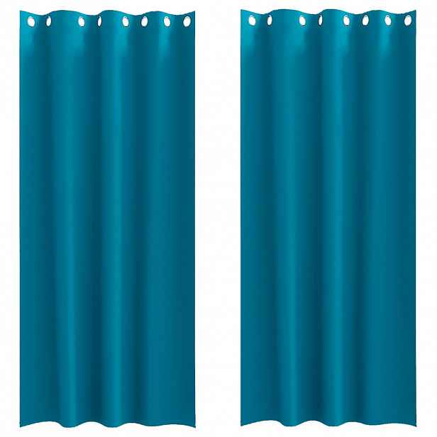 vidaXL Závěsy na zatemnění s kroužky 2 ks Tyrkysová 260 x 140 cm