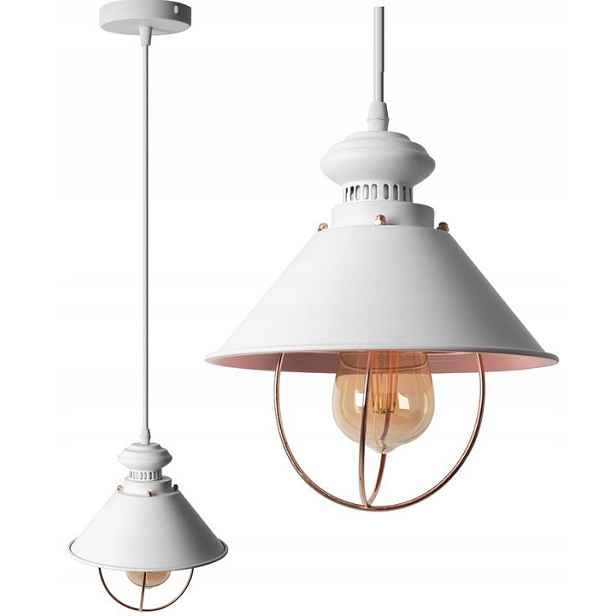 Závěsná kovová lampa Loft Retro Linz Bílá