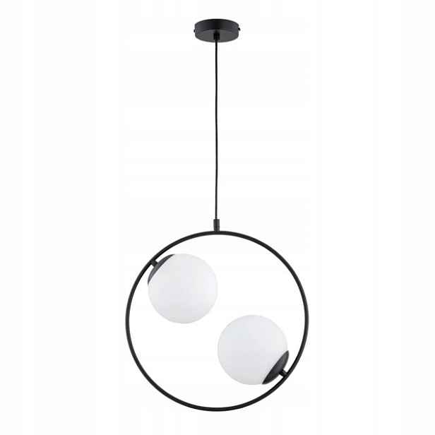 Závěsné svítidlo moderní černé minimalistické dvě bílé koule Alfa