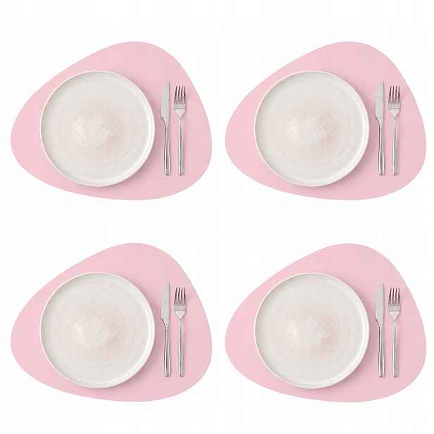 4x Kožená Podložka Na Stůl Podložka Baltan Home Tear M 30x35 cm růžová