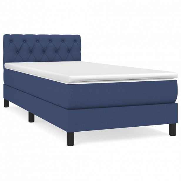 vidaXL Box spring postel s matrací modrá 80x200 cm textil