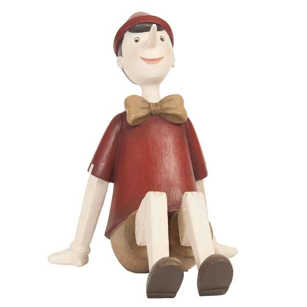 Dekorativní soška sedícího Pinocchio - 15*11*14 cm Clayre & Eef