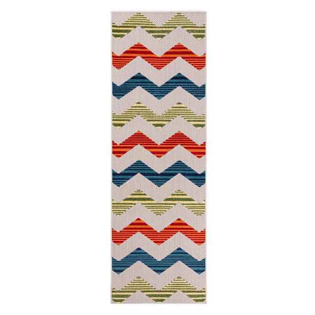 Koberec barevný 80x200 cm chevron voděodolný s krátkým vlasem