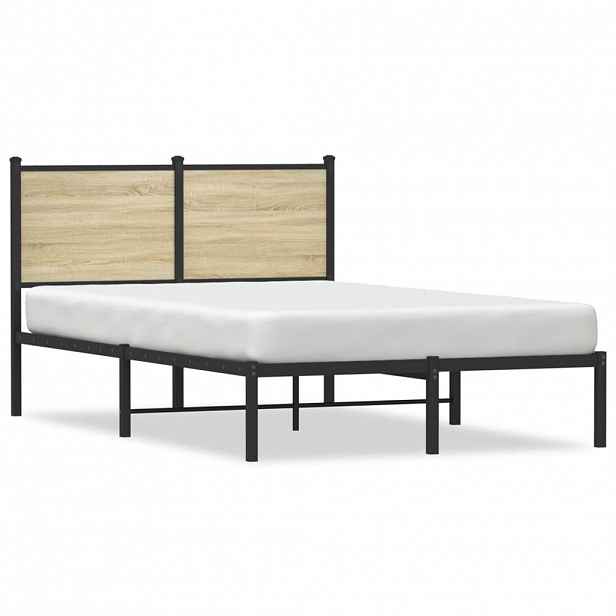 vidaXL Kovový rám postele bez matrace dub sonoma 120 x 200 cm