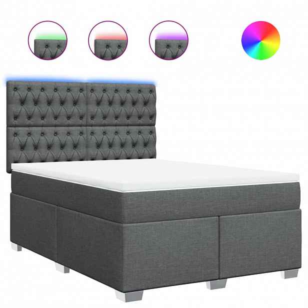 vidaXL Box spring postel s matrací tmavě šedá 160x200 cm textil