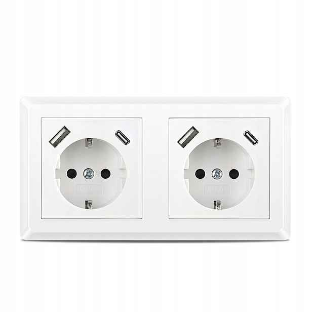 2X Usb zásuvkový systém 1-směrová nástěnná zásuvka pro montáž pod omítku