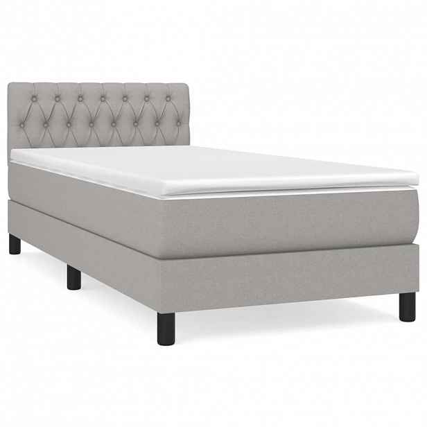 vidaXL Box spring postel s matrací světle šedá 90x190 cm textil
