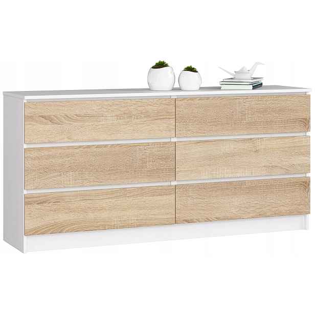 Komoda K160 6SZ Clp Pk Bílá Sonoma Akd
