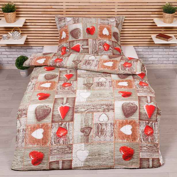 Krepové povlečení STANDARD 140x200+70x90 Romantika červená