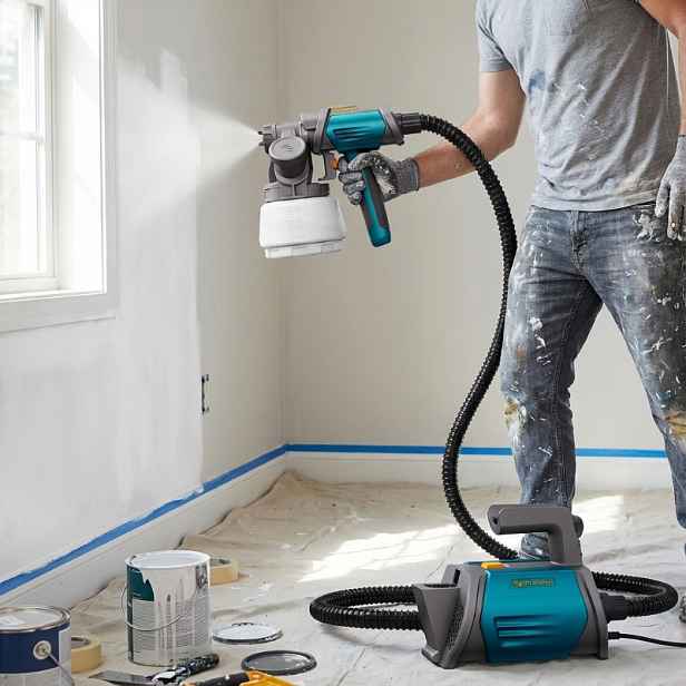 TEMU Nástroje pro muže – Výkonný 800W nástěnný stříkací pistole s odnímatelnou 1300ml nádobou, max. viskozita 120din husté barvy, ideální pro garáže,