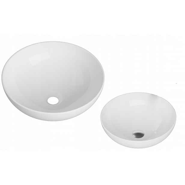 Umyvadlo Na Desku Kulaté Bílé Keramické Koupelnové Na Desku 40,5 cm Alba
