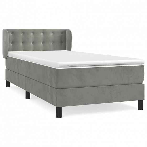 vidaXL Box spring postel s matrací světle šedá 100x200 cm samet