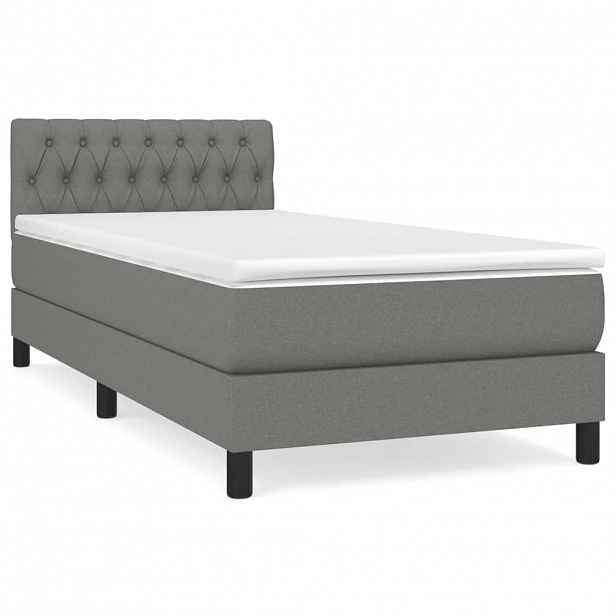 vidaXL Box spring postel s matrací tmavě šedá 90x190 cm textil