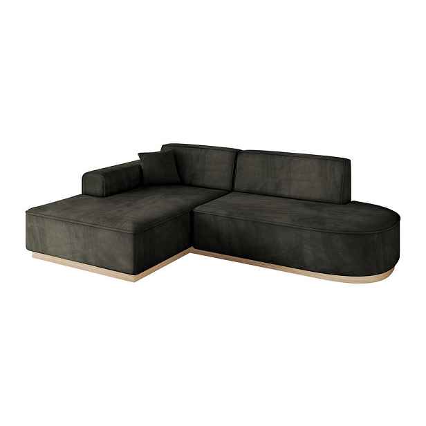 ALTDECOR ROHOVÁ SEDAČKA s otomanem, levá IREA-L1 232x165x80 Černá Velur