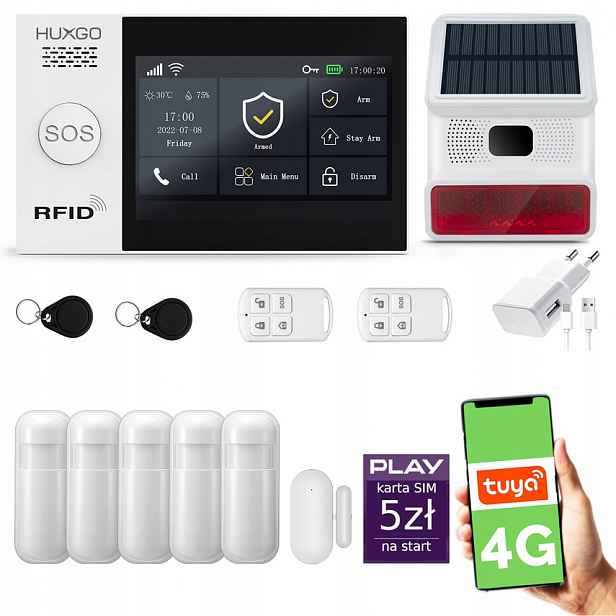 Bezdrátový alarm WiFi Gsm 4G, Tuya, sada alarmu Huxgo HXA007 R5BS