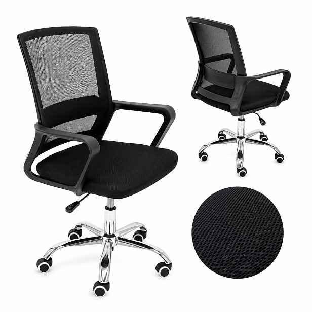 Kancelářská otočná židle Ergonomická síťka Mesh Ventilovaná Černá do kanceláře