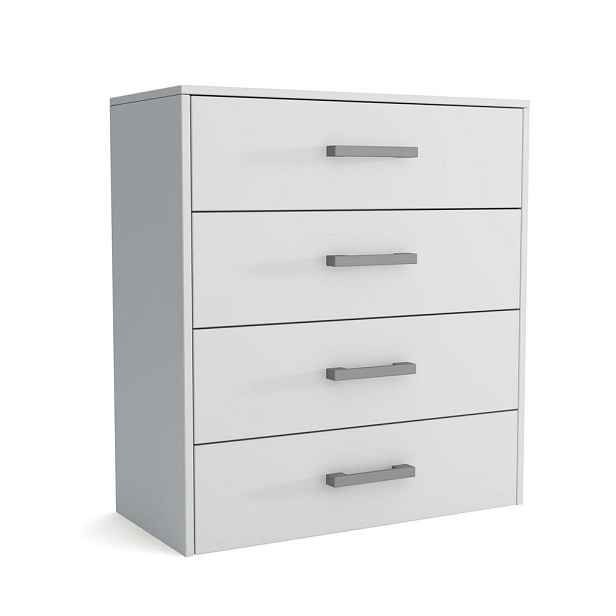 MASSENO KOMODA SCALINI, 75/82/33 cm se 4 zásuvkami, bílá