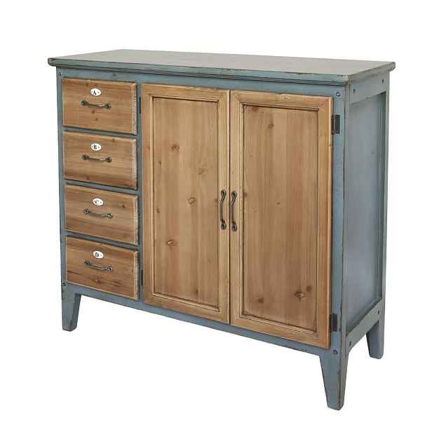 Opálová antik dřevěná komoda French antique - 90*37*80 cm Chic Antique