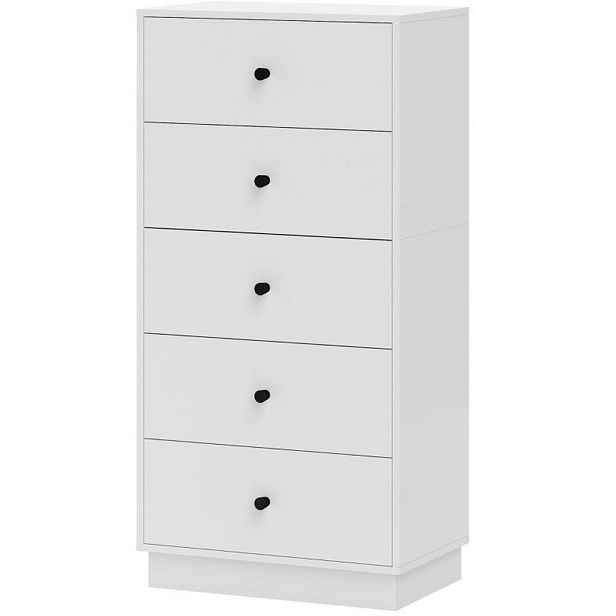 Redom KOMODA 47/29/95 cm se 5 zásuvkami, z dřevotřískové desky, s anti-tip ochranou a moderním designem, Bílá