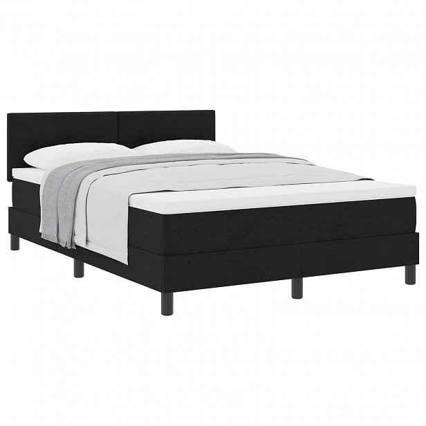 vidaXL Postel s boxspringem s čelo Černý 140 x 190 cm textil