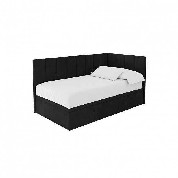 ALTDECOR JEDNOLŮŽKOVÁ POSTEL pro mládež s úložným prostorem vlevo, bez matrace - LOVY 80x200 černá