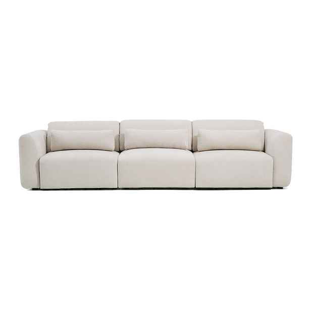 Béžová žinylková polohovací/rozkládací pohovka s lenoškou 335 cm Lares – Kave Home