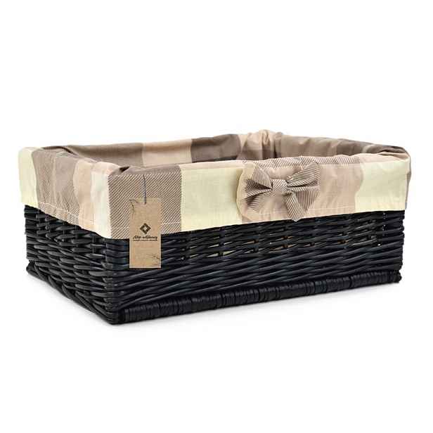 Černá proutěná krabička s vložkou Organizér z proutí 35x26 H14 cm