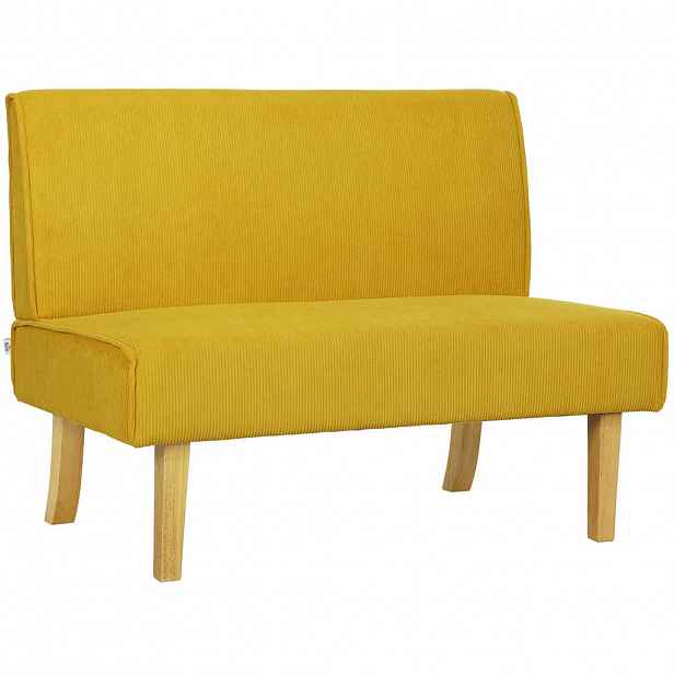 OKWISH DVOJSEDAČKA 110/62/85 cm žlutá z polyesteru s manšestrovým vzhledem