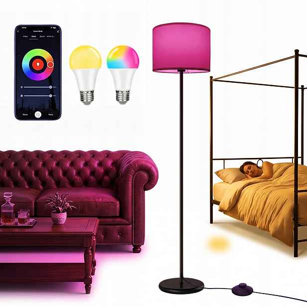 Podlahová lampa do obývacího pokoje, 144 cm, moderní lampa, Rgb Led E27