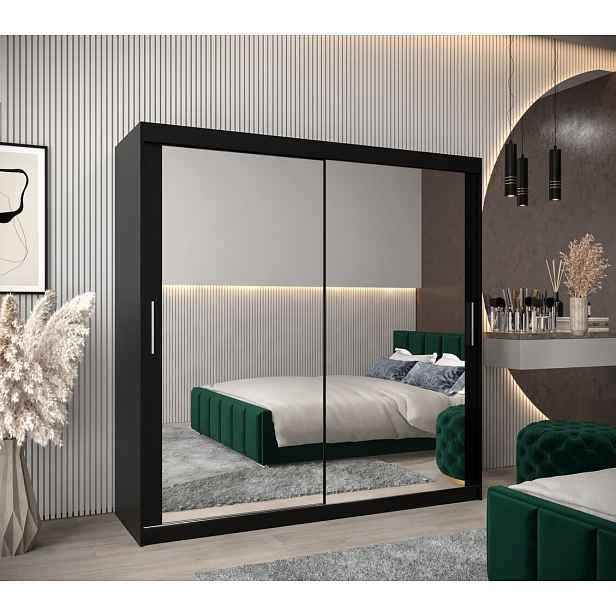 Skříň s posuvnými dveřmi v šířce 200 cm TIMEA 3 - černá