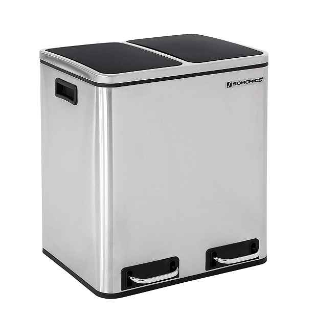 SONGMICS Odpadkový koš Rubax 2x15 L stříbrno-černý