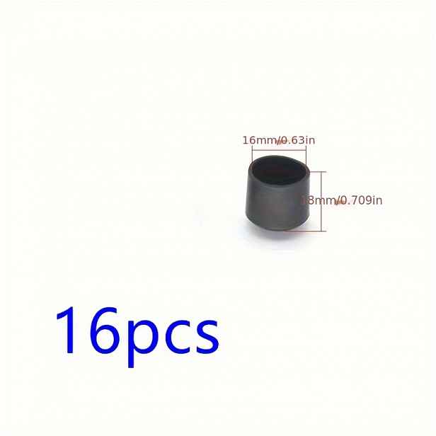 TEMU 16Mm-25Mm Černé PVC Kulaté Gumové Krytky na Nohy Nábytku, 16 ks Chráničů Nohy Stolu, Vhodné pro Vnitřní i Venkovní Použití