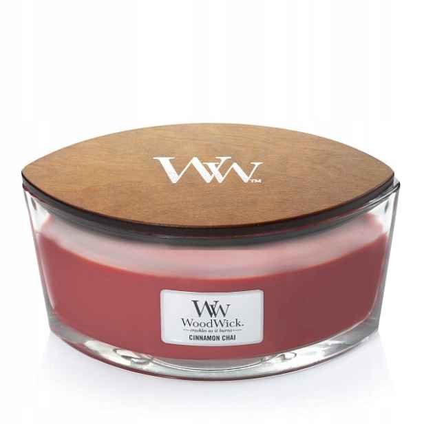Vonná svíčka Woodwick Hearthwick Elipsa Loďka Cinnamon Chai 453 g