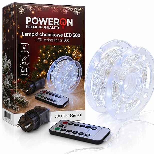 Vánoční Osvětlení Na Stromeček 500 Led Drátky 50 m Bílé Na Venkovní Vánoční Stromeček Vnitřní