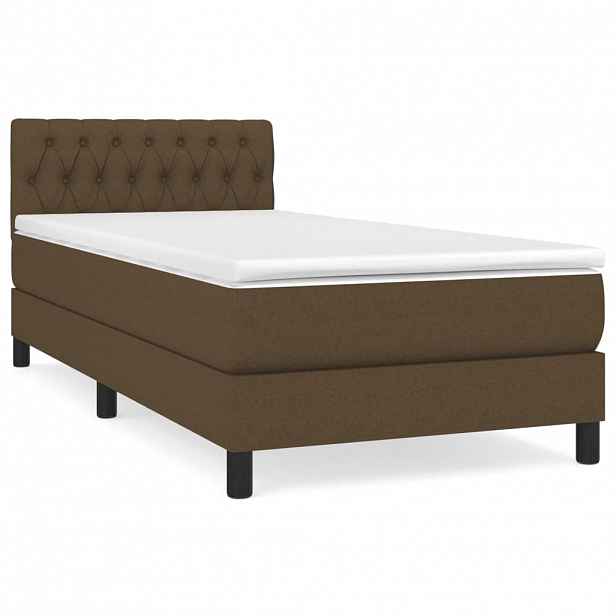 vidaXL Box spring postel s matrací tmavě hnědá 90x190 cm textil