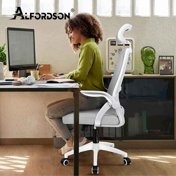 Kancelářská židle ergonomická otočná síťka opěrka hlavy Alfordson Arco
