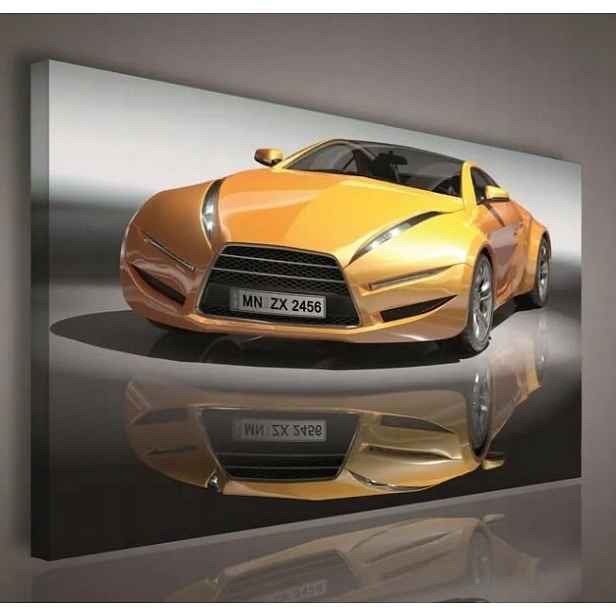 Obraz 100x75 Sportovní auto žlutý lesk odraz design rychlost umění