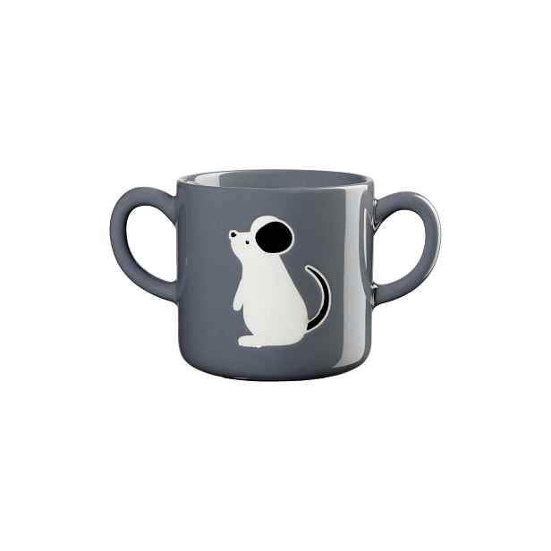 Porcelánový hrneček 250 ml Buddies ASA Selection - šedý s myškou