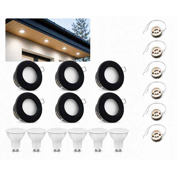 Sada 6x Hermetické svítidlo pro podbití IP44 6x GU10 Led 5W 6x objímka
