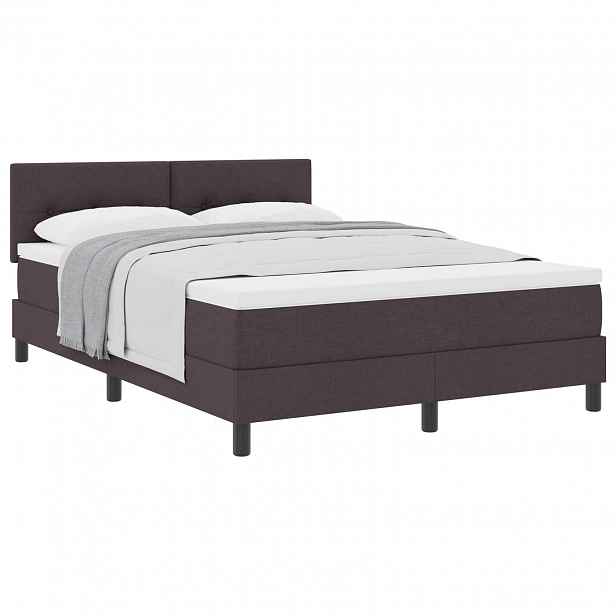 vidaXL Postel s boxspringem s čelo Tmavě hnědá 140 x 190 cm textil