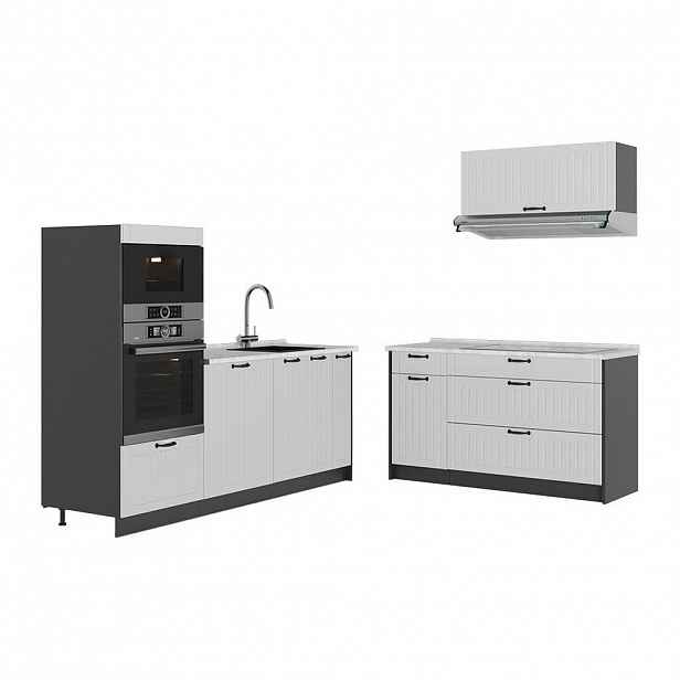 Vicco KUCHYNĚ Fame-Line, Bílý venkovský dům/Antracit, 340 cm, PD Mramor