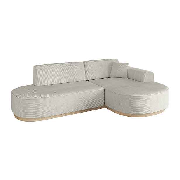 ALTDECOR ROHOVÁ SEDAČKA s otomanem, pravá MARI-L1-v1 243x171x83 Krémová Manšestr