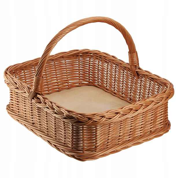 Proutěný koš na nákupy, piknik nebo ovoce, obdélníkový podnos z proutí, 52 cm