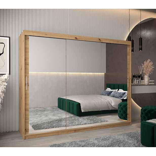 Skříň s posuvnými dveřmi v šířce 250 cm TIMEA 3 - dub artisan