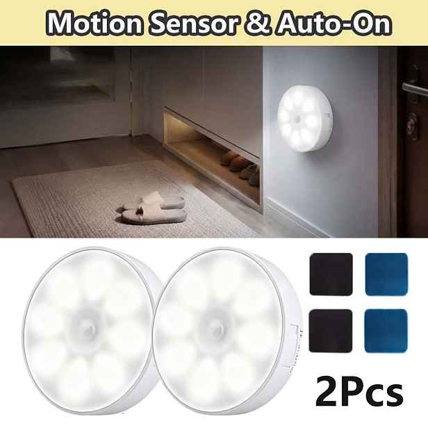 TEMU 2ks LED Noční Světla s Pohybovým Senzorem, USB Dobíjecí Světla s Pohybovým Senzorem, Magnetická Levitace pro Snadnou Instalaci, Měkké Teplé Bílé