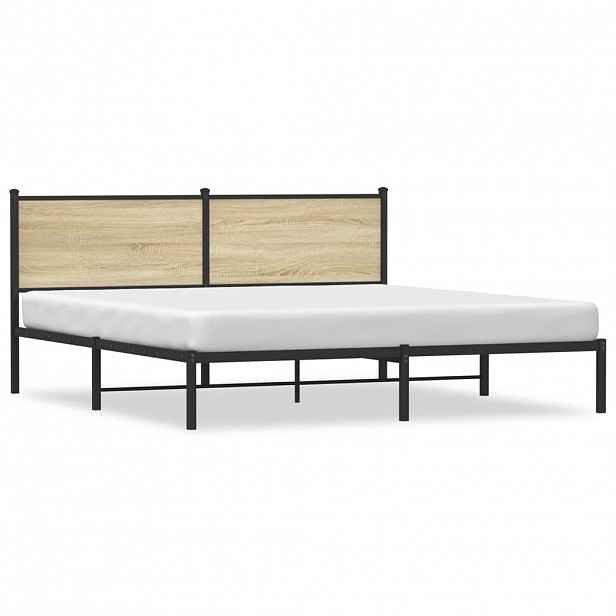 vidaXL Kovový rám postele bez matrace dub sonoma 183 x 213 cm